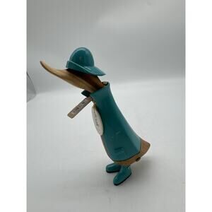 DCUK Duck Company Wood Figurine Grace Aqua Rain Boots and coat